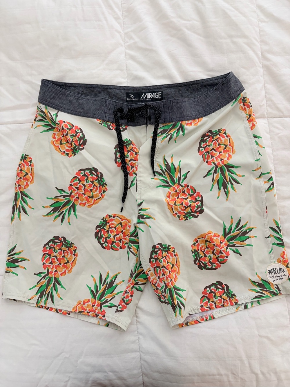Rip Curl Men's Pineapple Boardshorts - White with Black Waistband